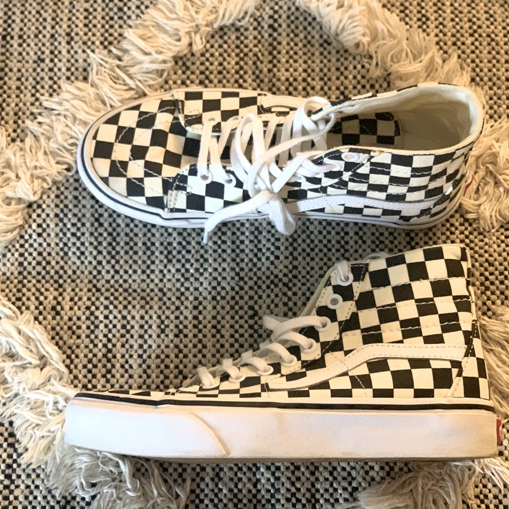 High top Vans checker print